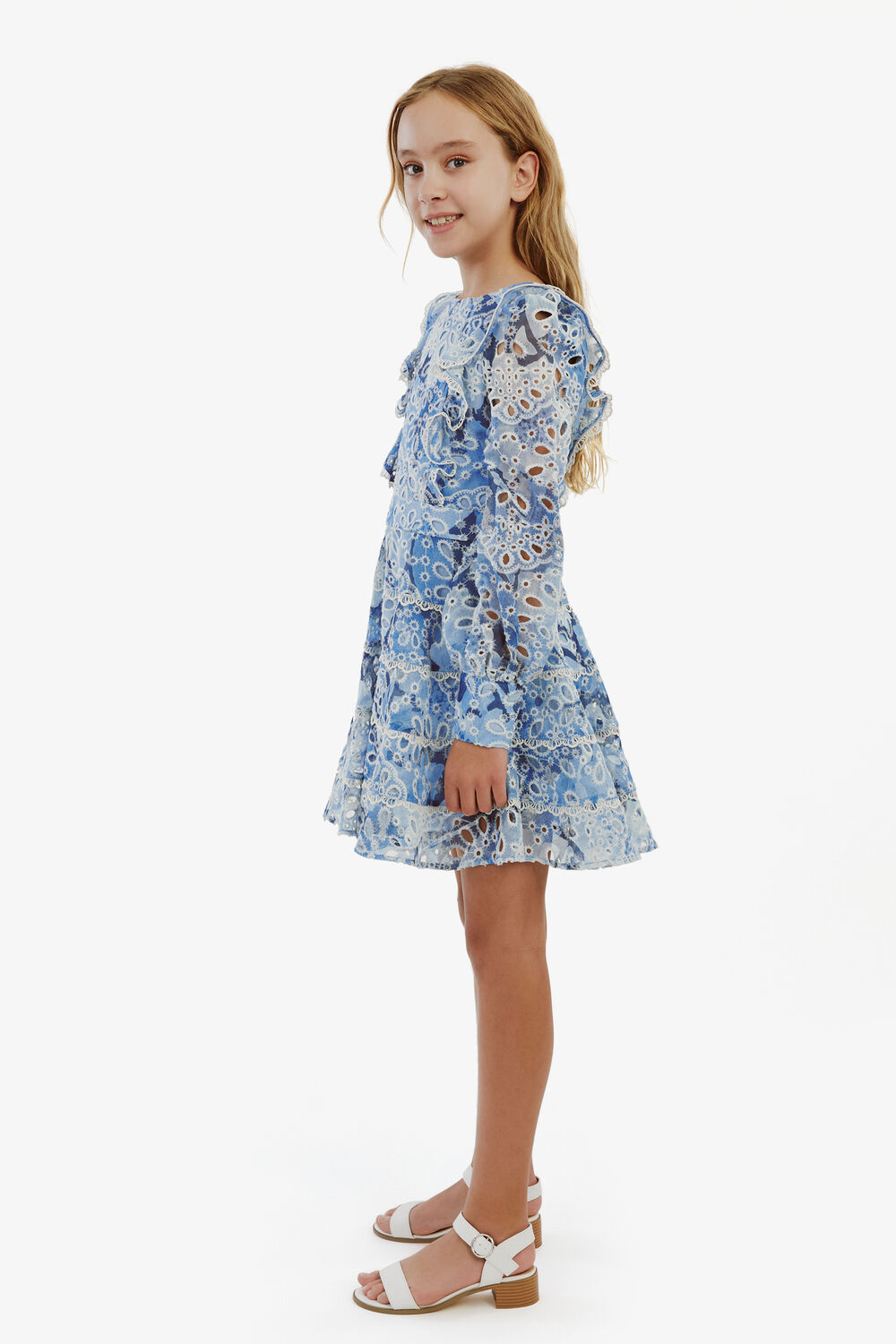 GIRLS ODETTE MINI DRESS in colour CERULEAN