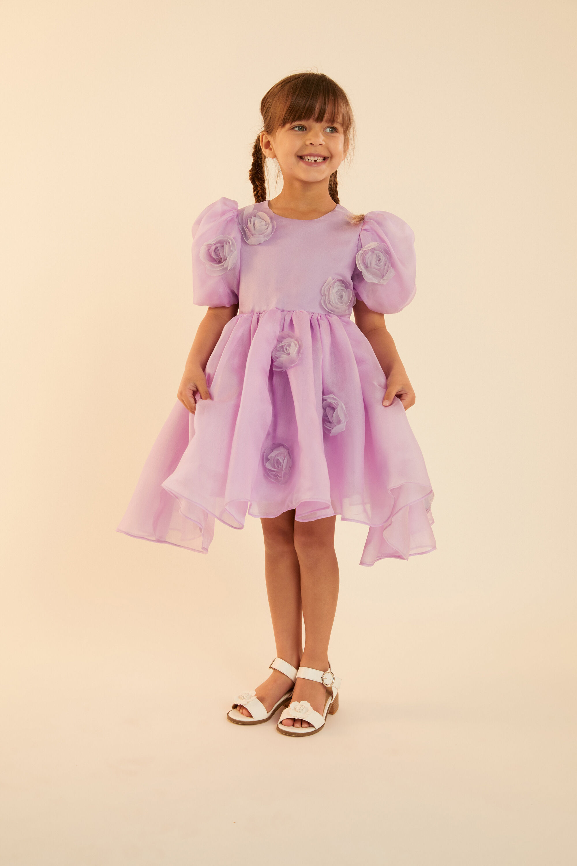 Girls Juliet Rosette Mini Dress In Lilac Bardot Junior