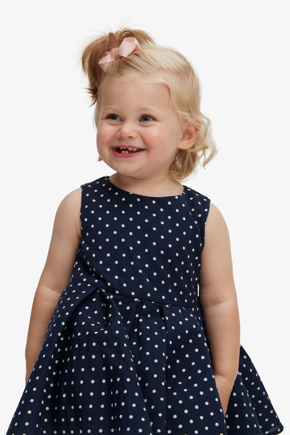 MINI SPOT BOW DRESS in colour PEACOAT