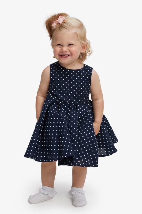 MINI SPOT BOW DRESS in colour PEACOAT