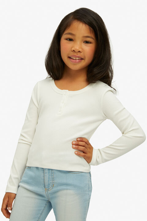 GIRLS AMALIE RIB TEE in colour BRIGHT WHITE