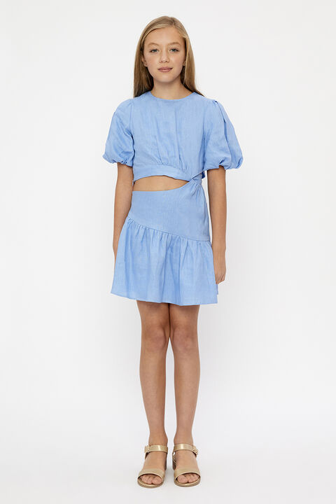 GIRLS MIMI MINI DRESS in colour CERULEAN