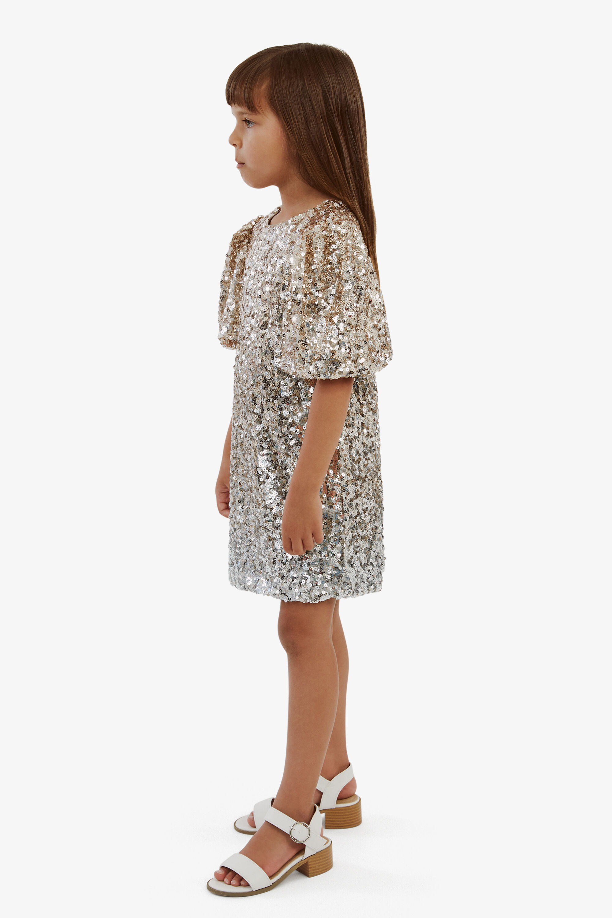 Girls Giselle Sequin Dress In Gold Ombre Bardot Junior