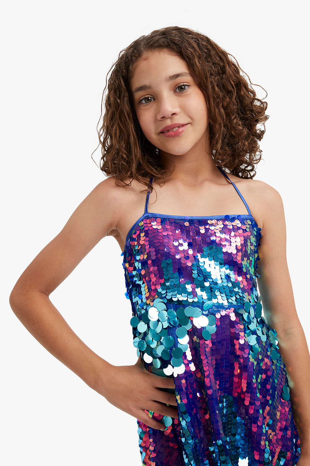 SEQUIN HALTER DRESS in colour JET BLACK
