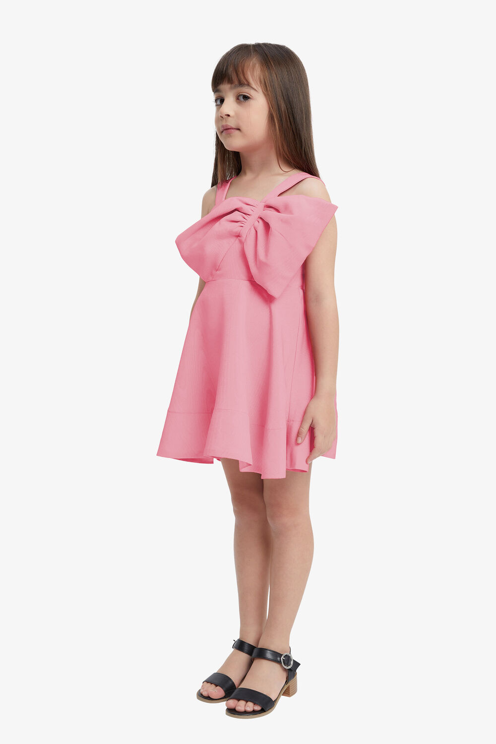 GIRLS STEFANIA MINI BOW DRESS in colour CHALK PINK