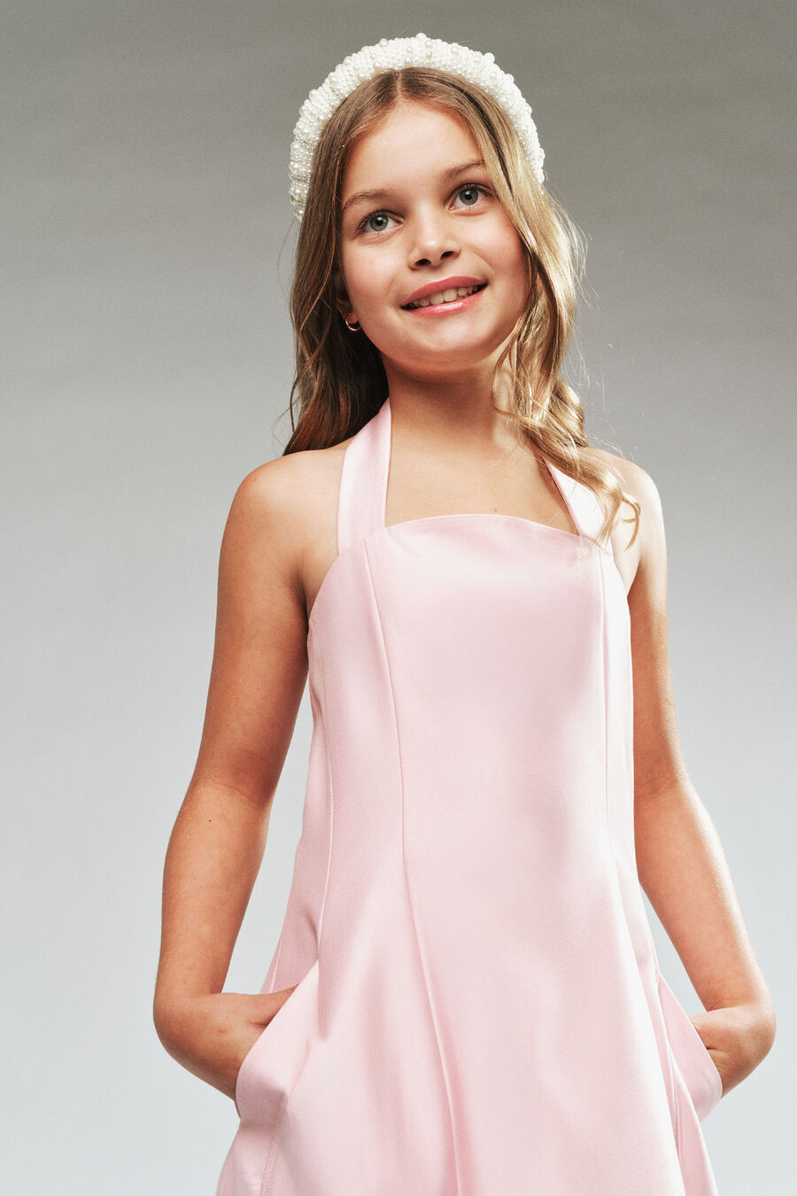 Girls Amina Satin Halter Dress