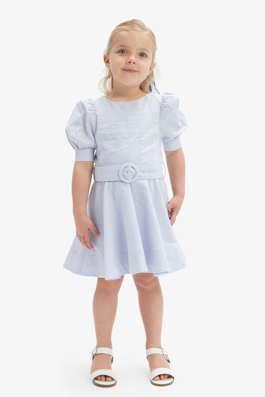 ZENAI PUFF SLEEVE DRESS in colour BLUE