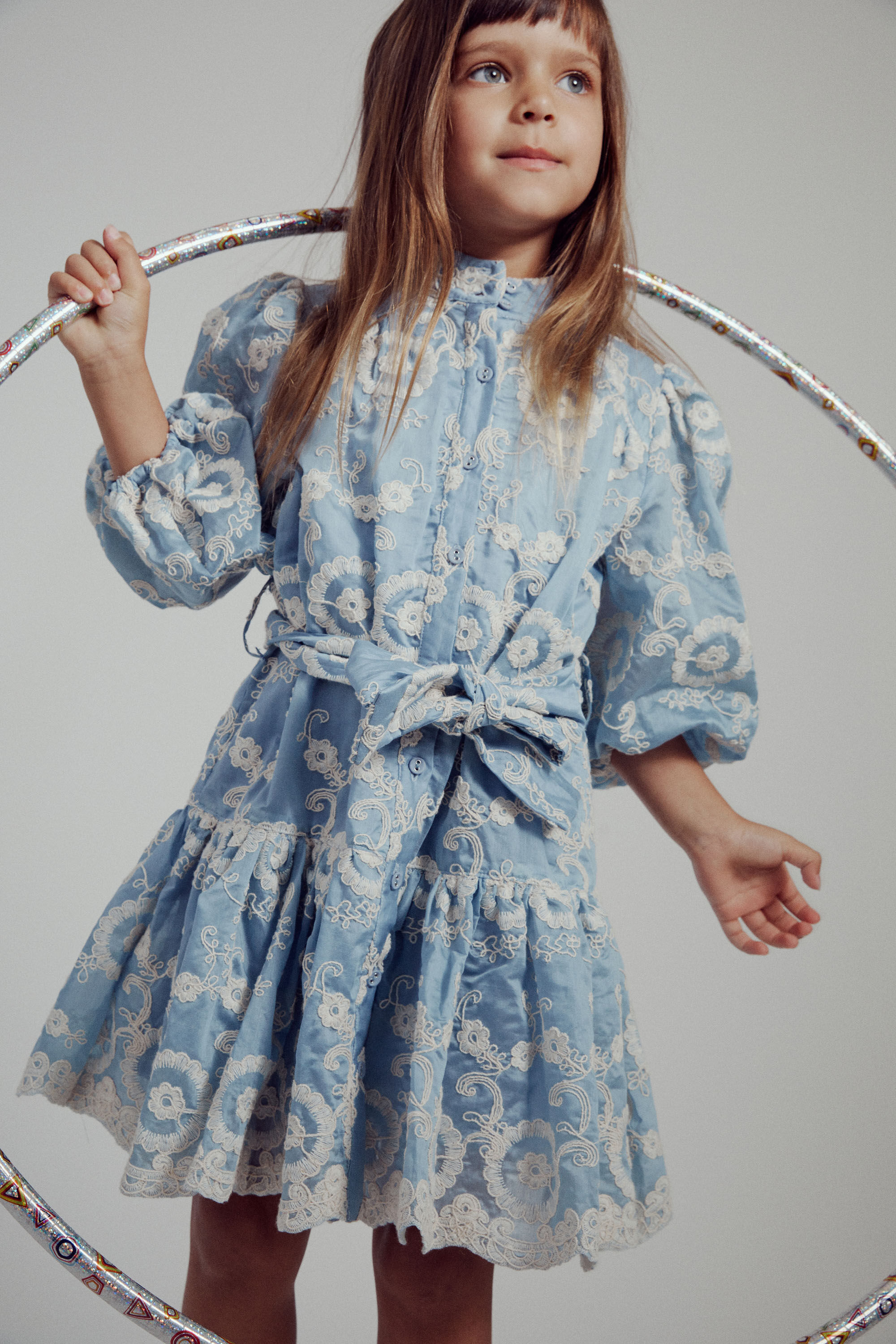Girls Mila Shirt Dress In Baby Blue