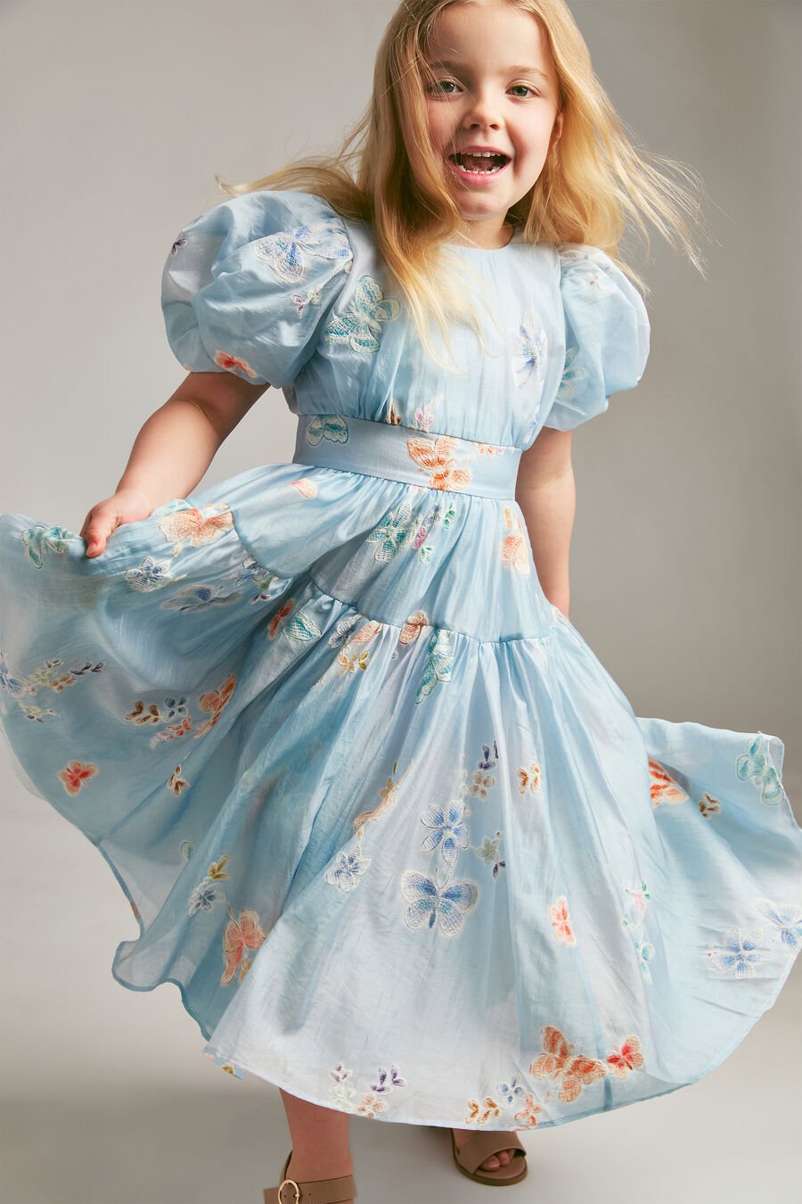 ZOE BUTTERFLY MIDI DRESS in colour Steel Blue