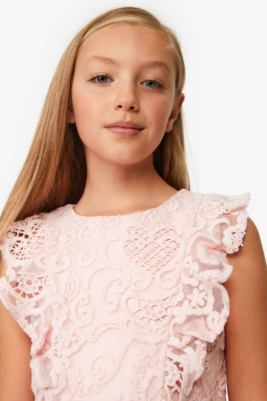 SADIE LACE DRESS in colour Blush Pink