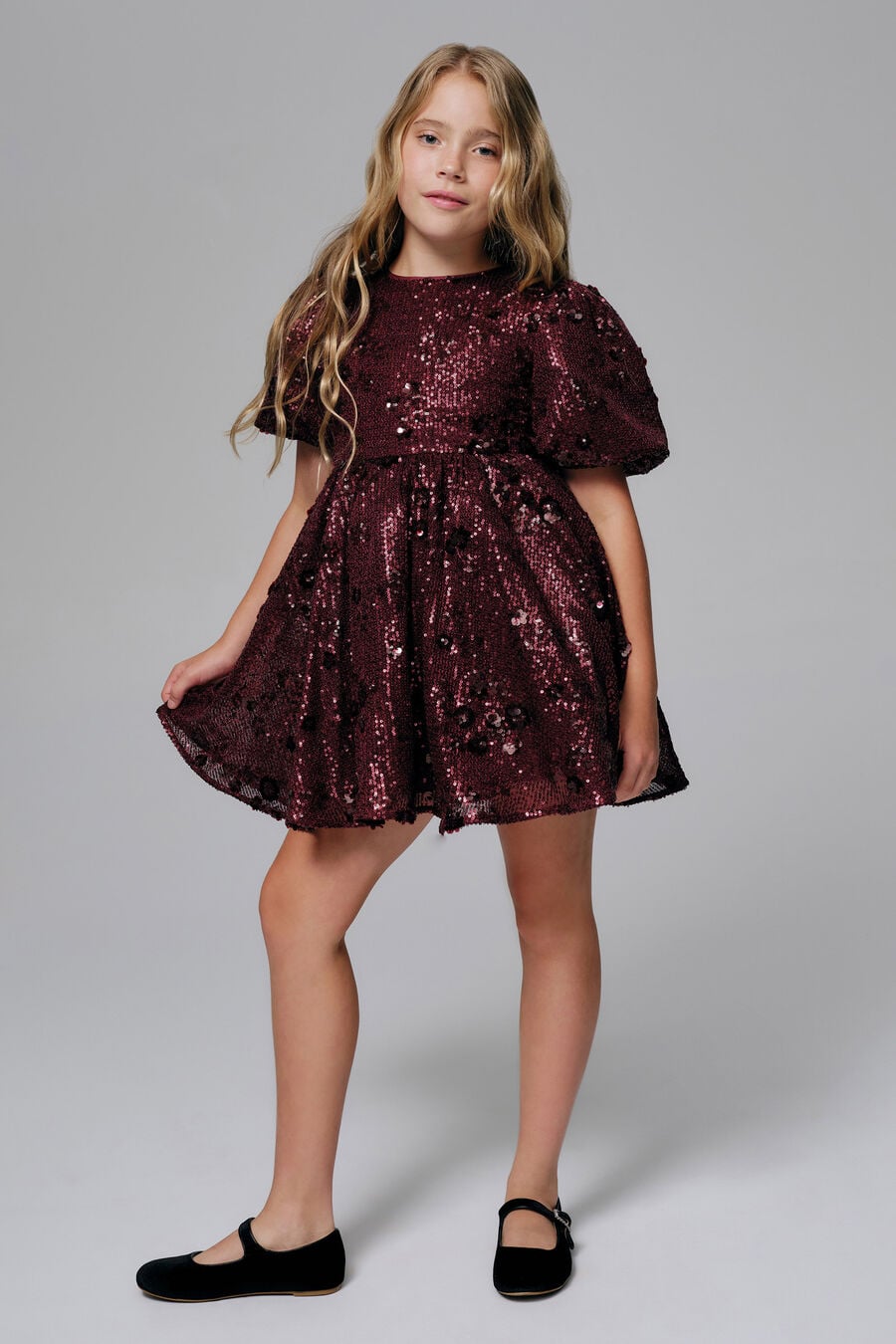 Girls Isabel Flower Sequin Dress
