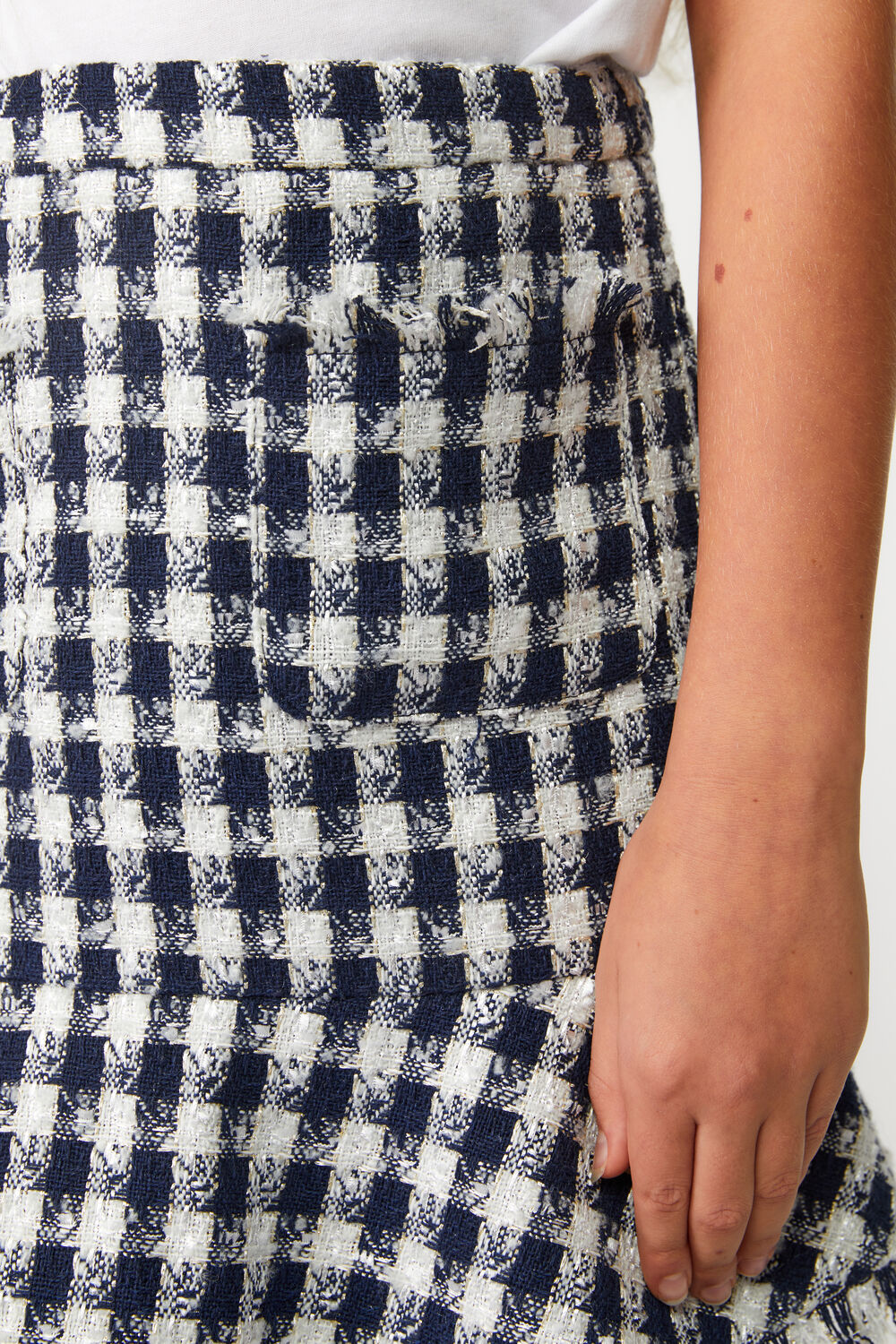Girls CHECK BOUCLE SKIRT in colour DRESS BLUES