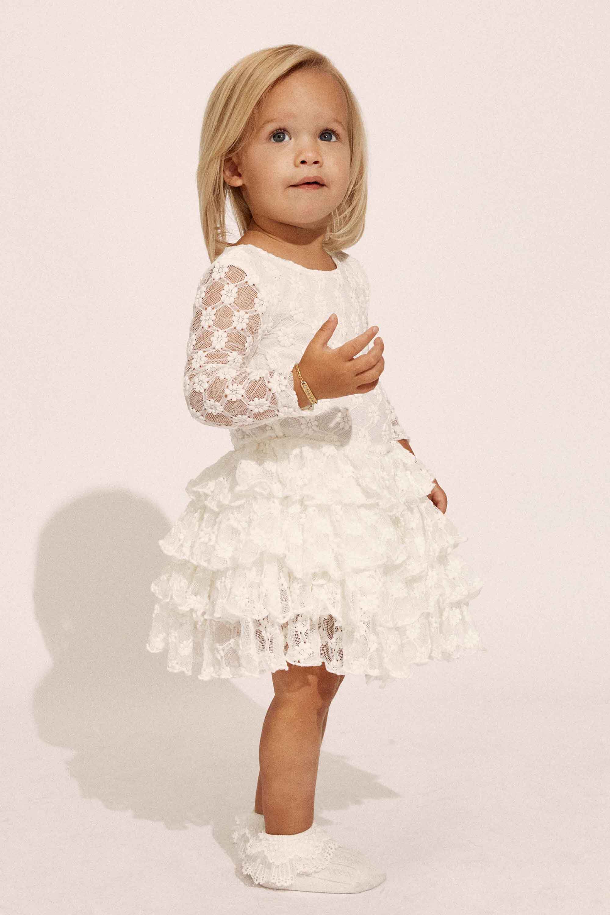 Baby Andi Long Sleeve Dress In Orchid White | Bardot Junior