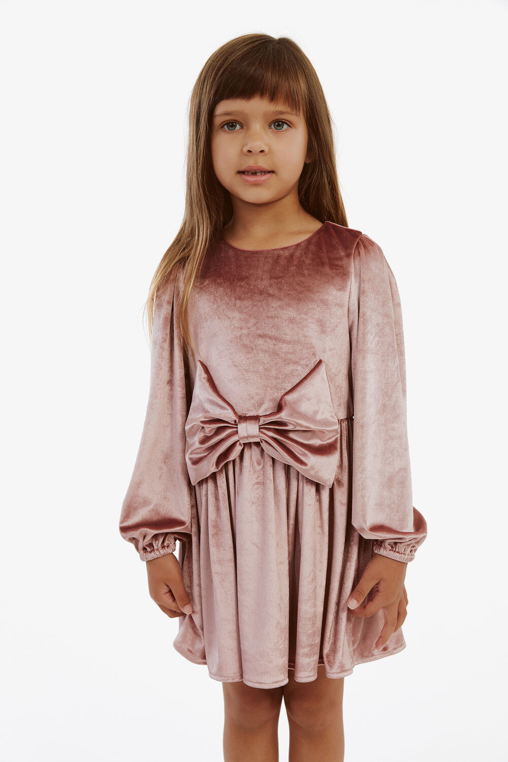 GIRLS LINDSEY VELOUR MINI DRESS in colour MELLOW ROSE