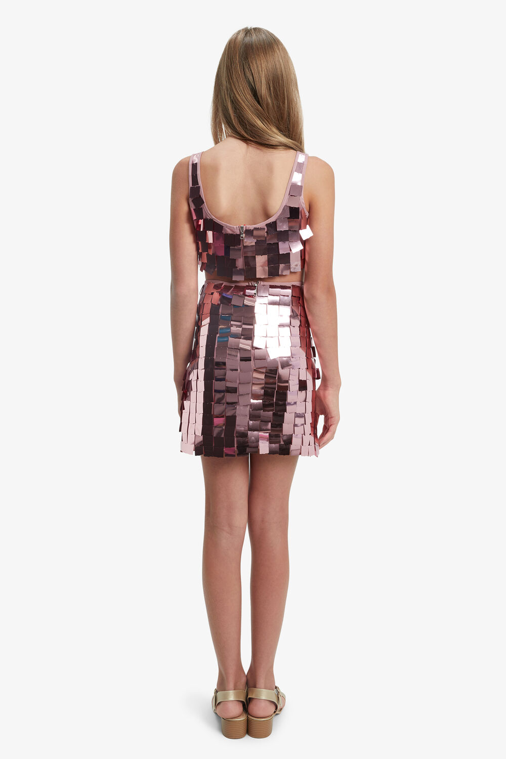KATANA SEQUIN SKIRT in colour PINK CARNATION