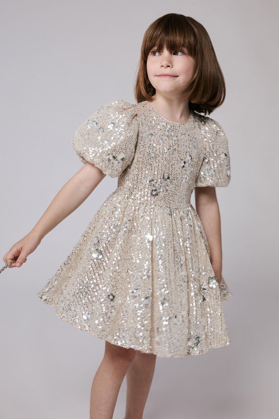 Girls Isabel Flower Sequin Dress