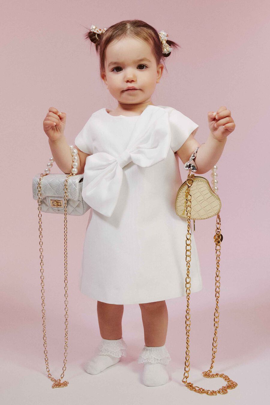 STEFANIA BOW MINI DRESS in colour ORCHIDWHT