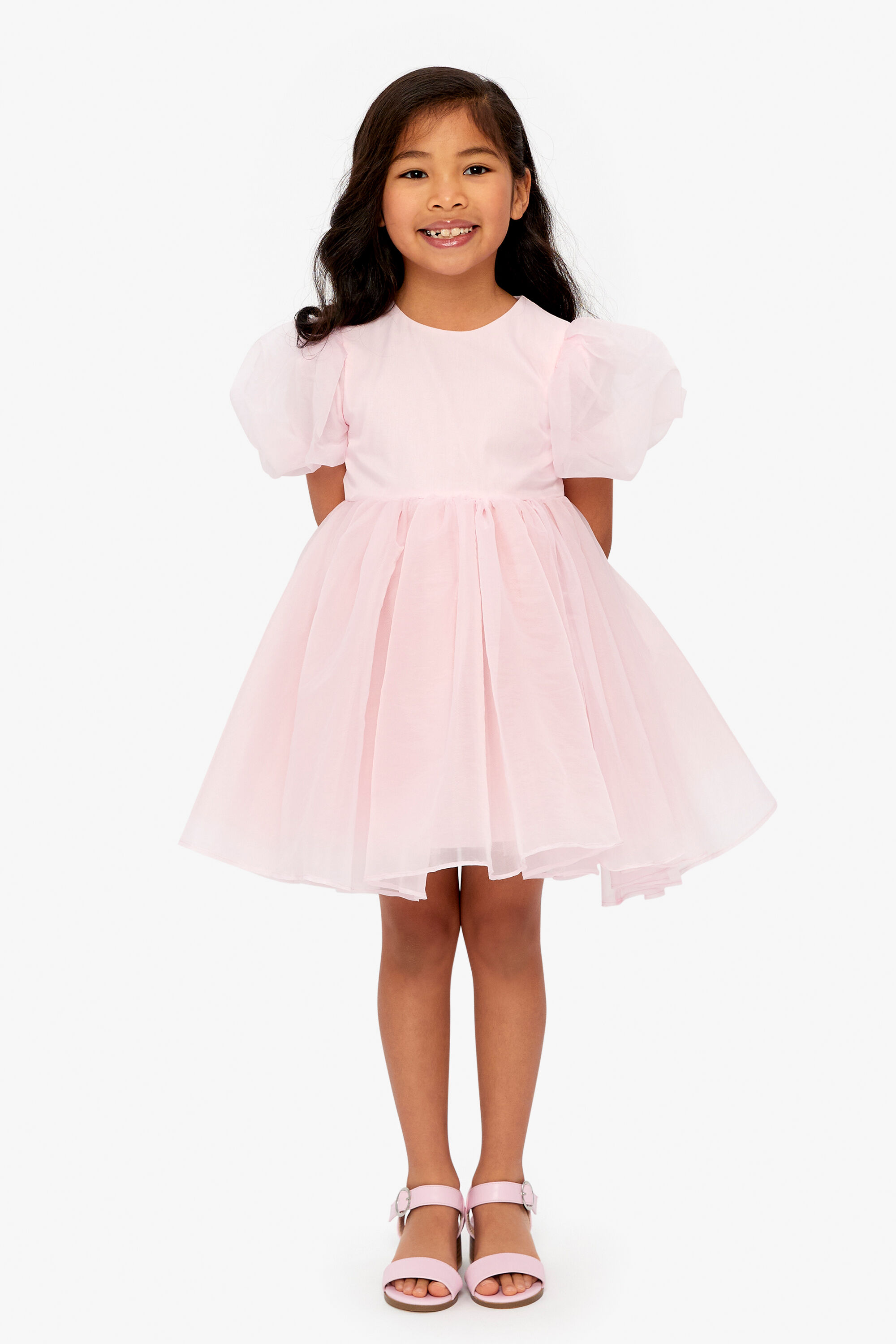 Girls Juliet Organza Mini Dress In Bliss Pink Bardot Junior