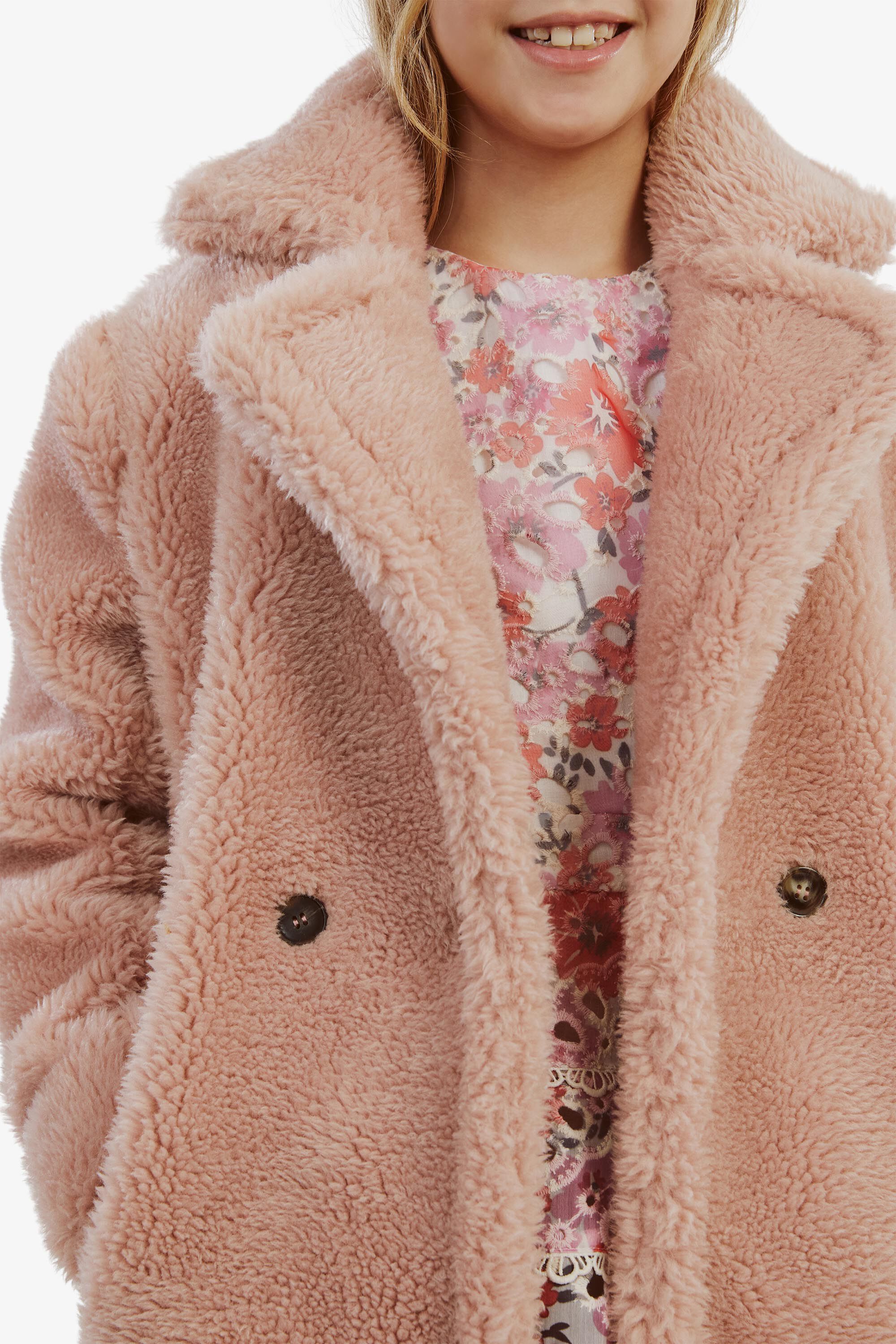 Girls Teddy Coat In Dusty Rose Bardot Junior