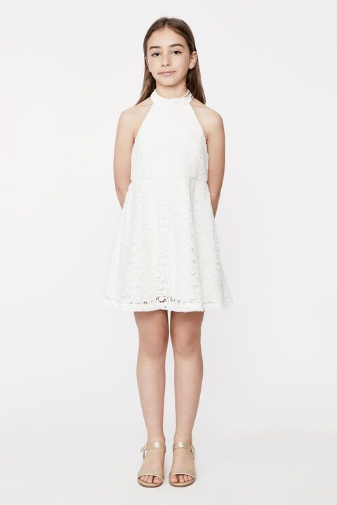 girls victoria peony lace dress in colour CLOUD DANCER