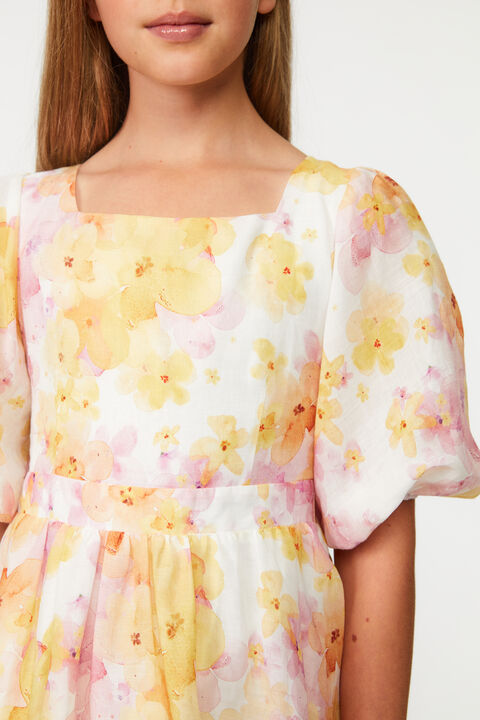 Girls ZANTHI MINI FLORAL DRESS in colour YELLOW IRIS