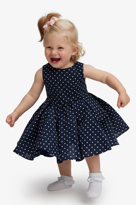 MINI SPOT BOW DRESS in colour PEACOAT