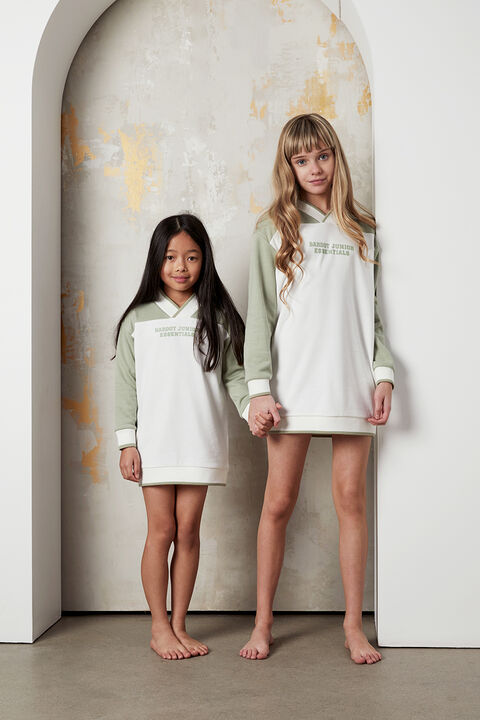 GIRLS SPLICED MINI DRESS  in colour VINTAGE KHAKI
