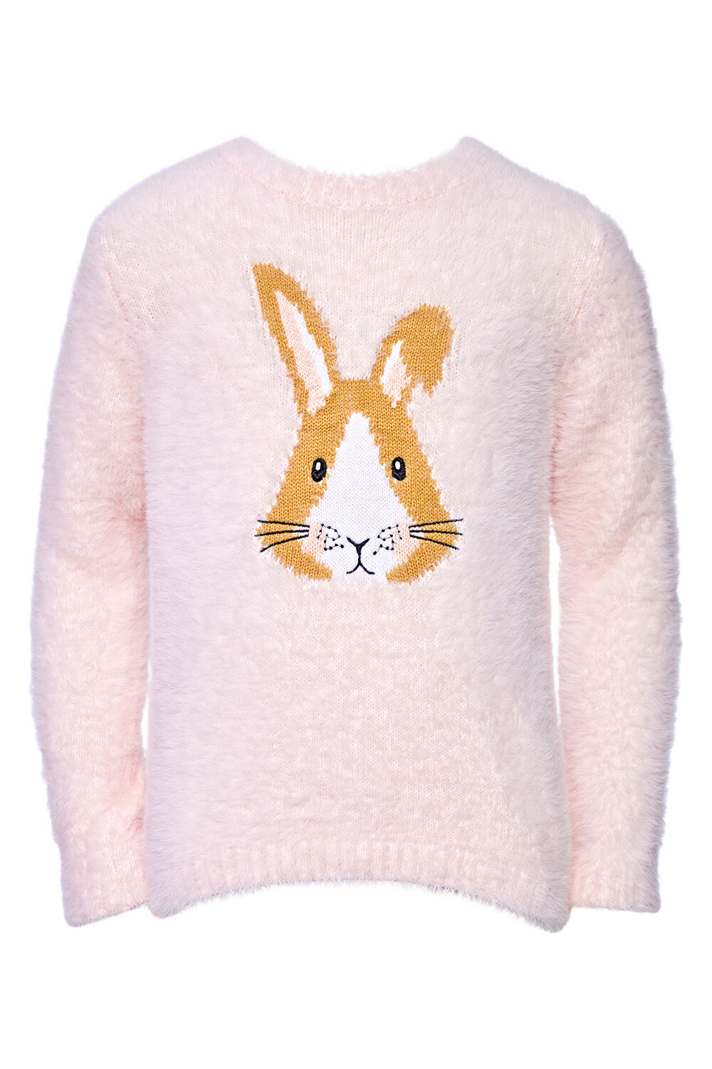 GIRLS FLUFFY BUNNY JUMPER in colour SOFT PINK