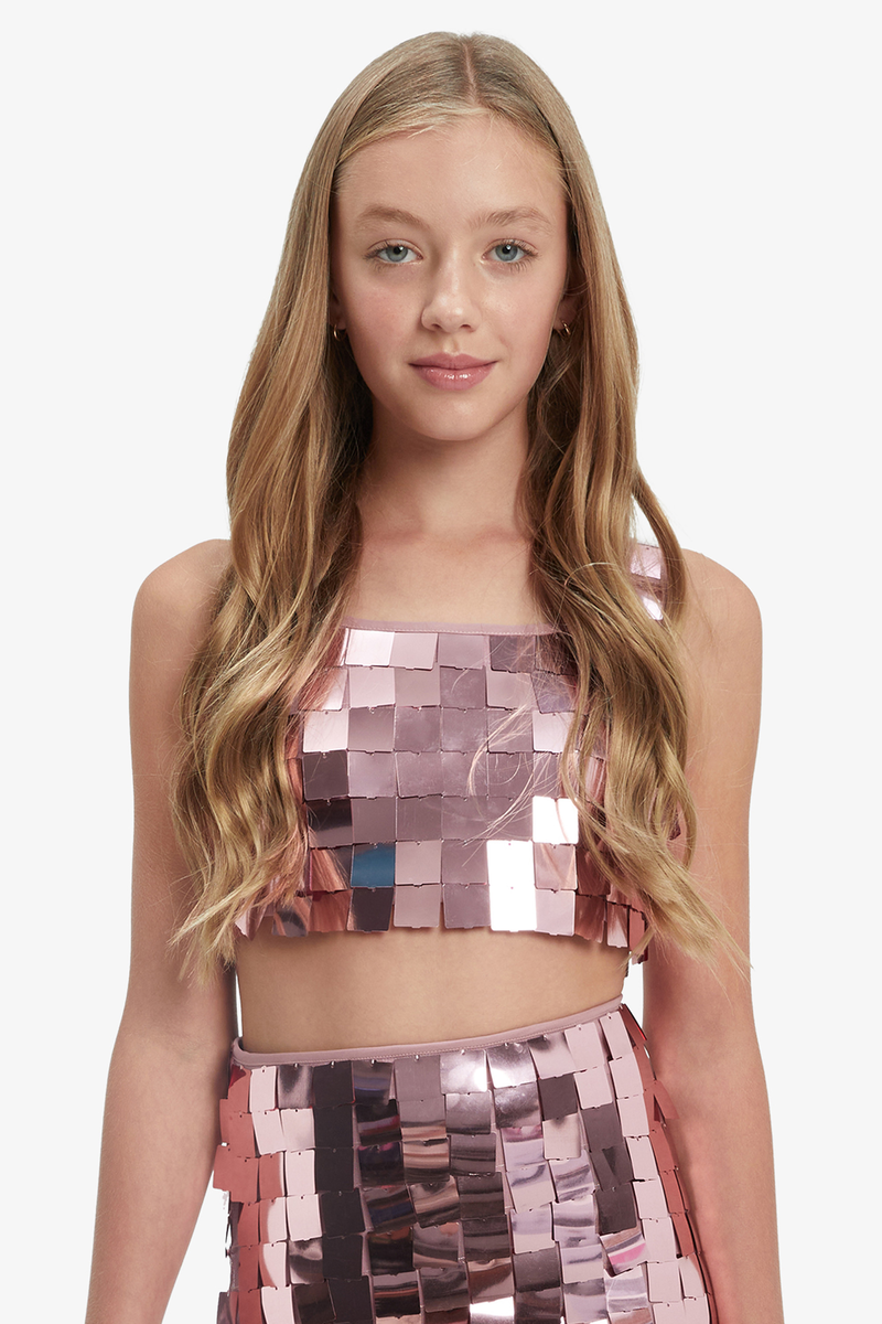 Girls silver store sequin top