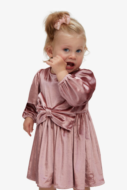 BABY GIRLS LINDSEY VELOUR MINI DRESS in colour MELLOW ROSE