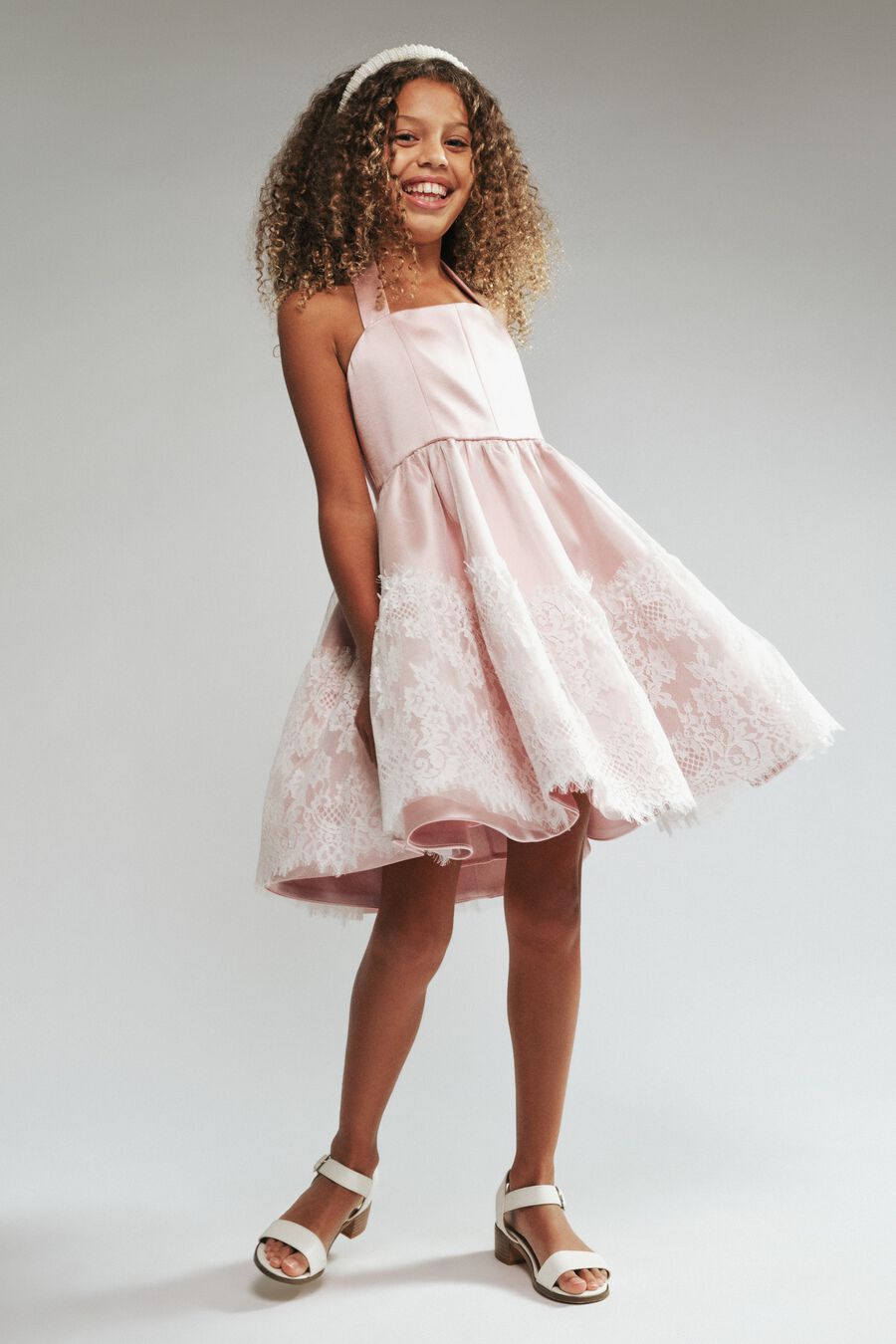 Girls Elizabeth Lace Trim Dress