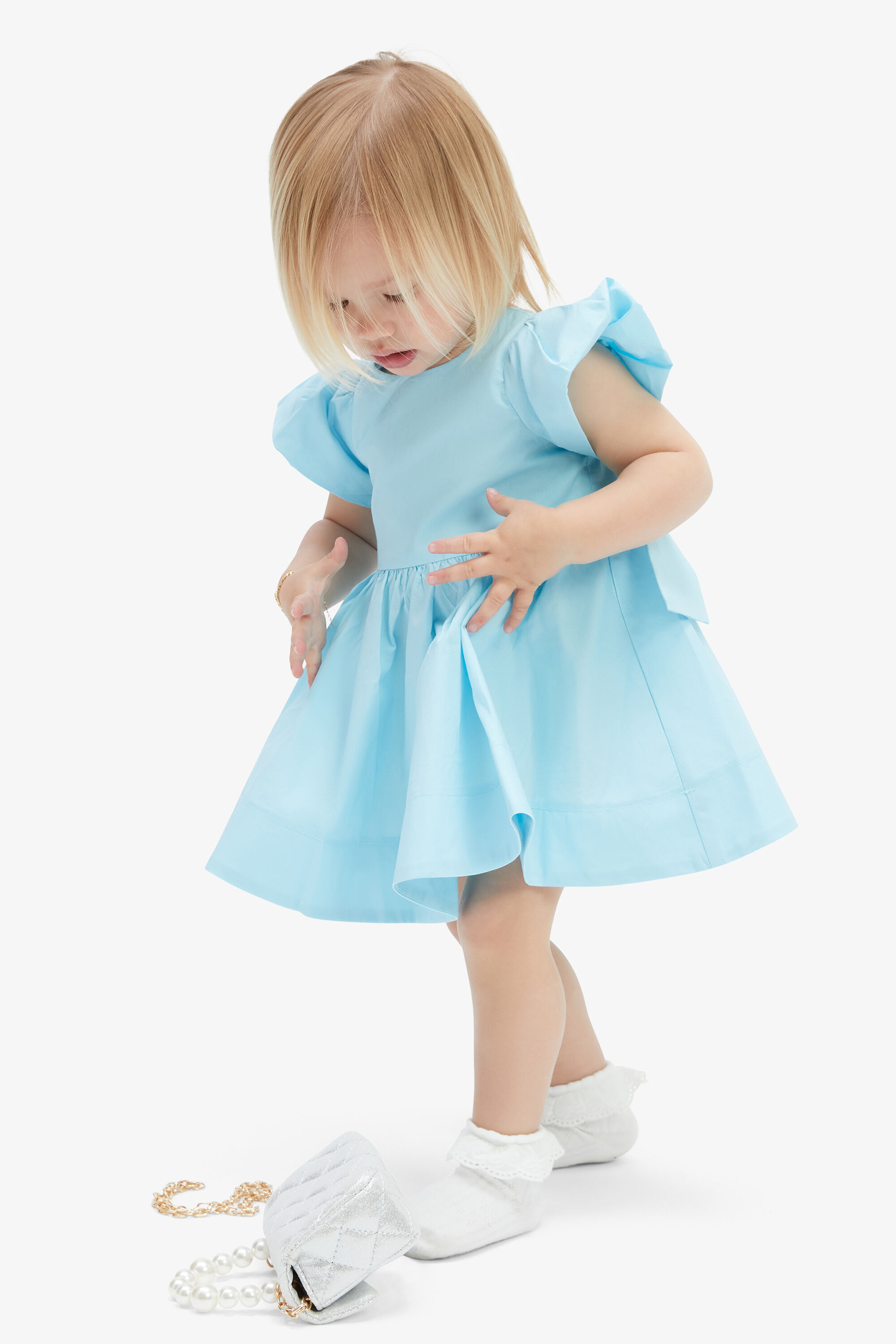 Cute baby girl in blue dress new arrivals
