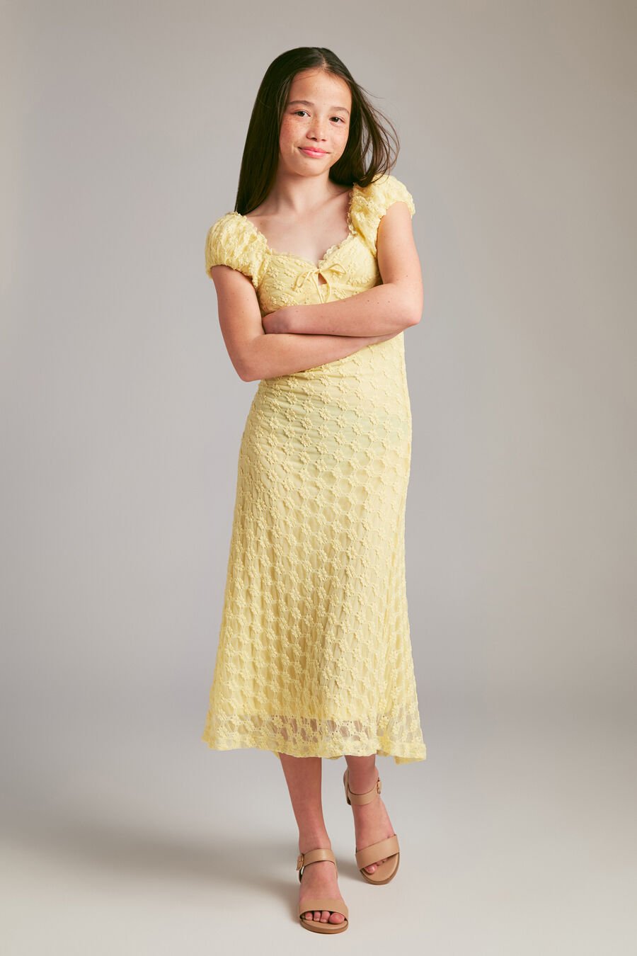 CLAUDINE LACE DRESS in colour Canary Yellow