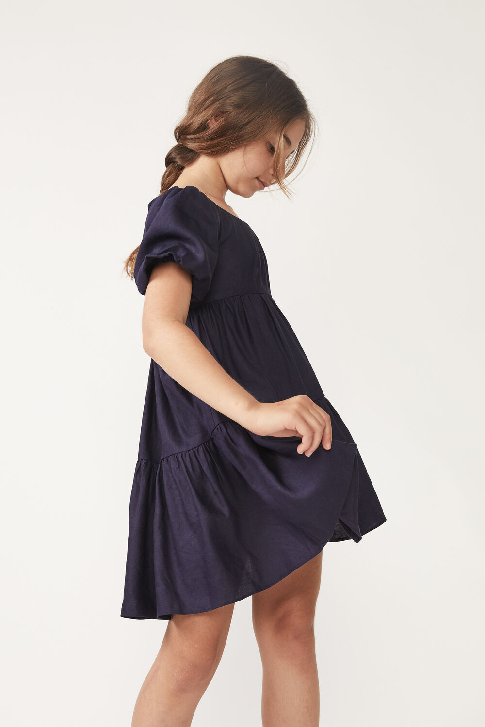 GIRLS TESSA TIERED DRESS in colour MARITIME BLUE
