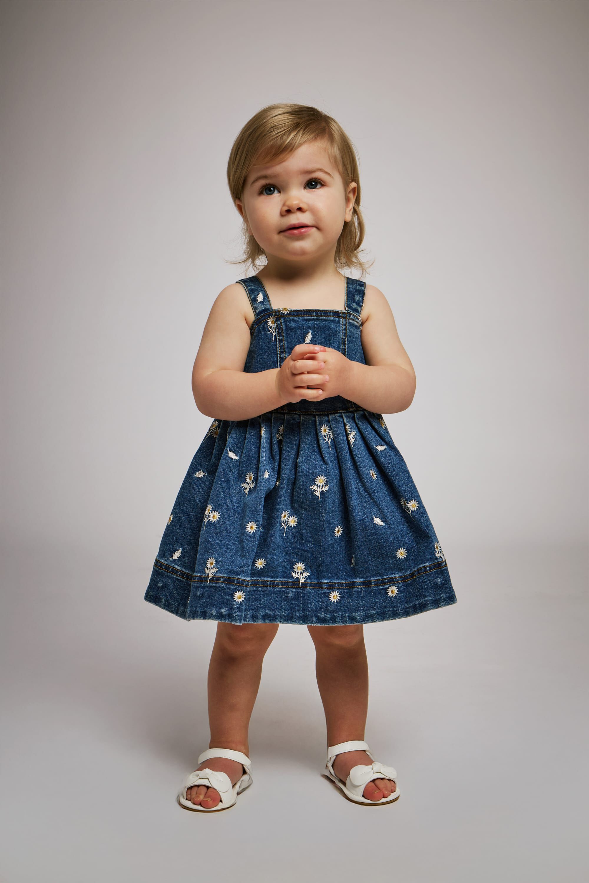 Baby Catalina Daisy Denim Dress In Denim Blue | Bardot Junior