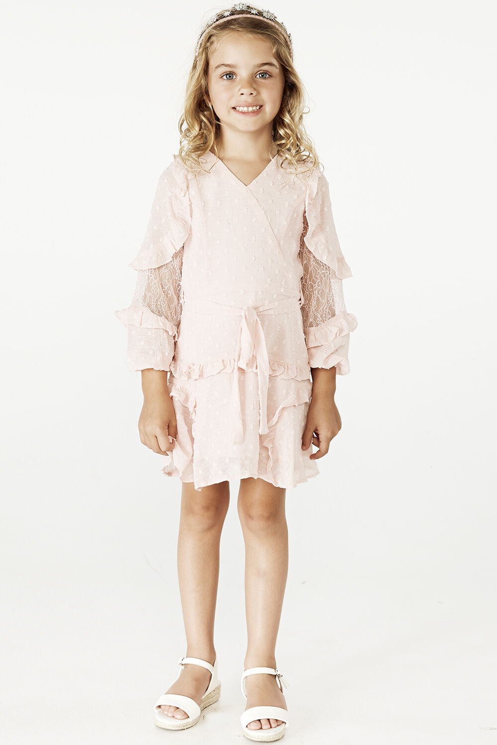 JUNIOR GIRL MIMI DOBBY DRESS in colour POTPOURRI