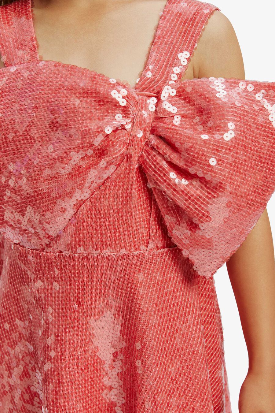 Girls Stefania Sequin Bow Dress