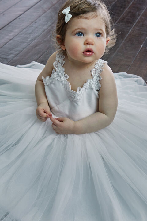 BABY GIRL MIA FLOWER GIRL DRESS in colour BRIGHT WHITE