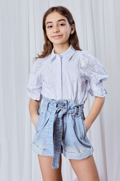 GIRLS MINI STRIPE SHIRT in colour GRAY DAWN