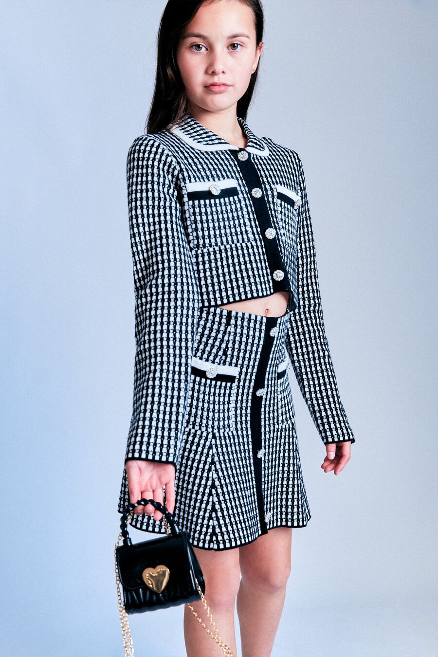 Girls Gingham Knit Jacket