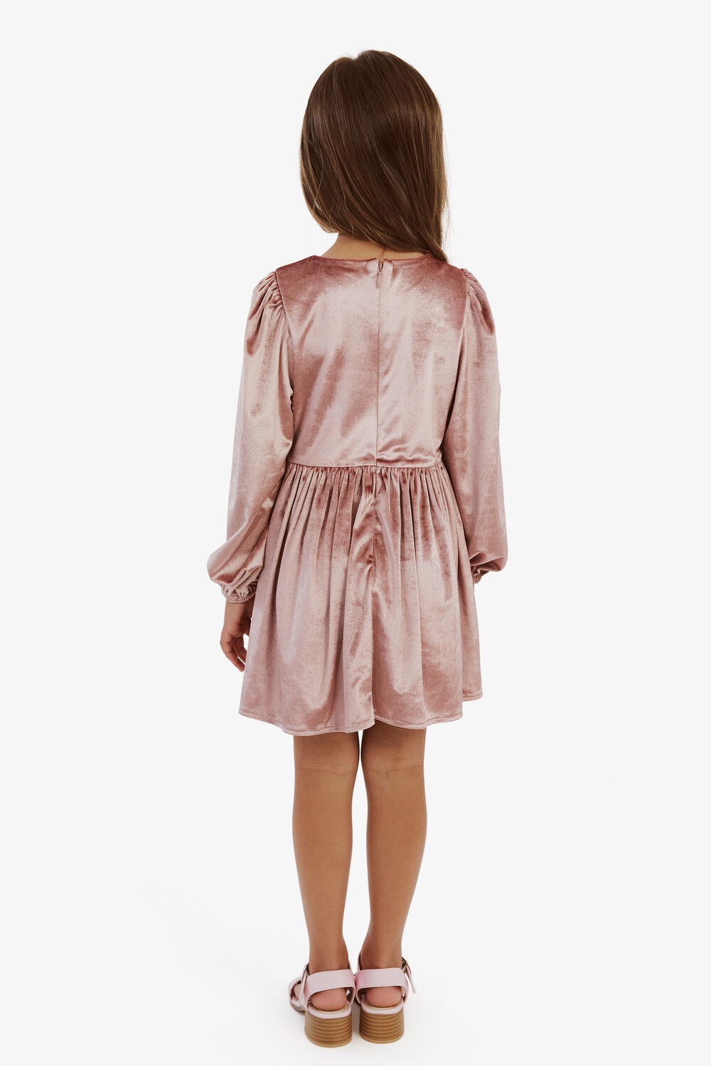 GIRLS LINDSEY VELOUR MINI DRESS in colour MELLOW ROSE