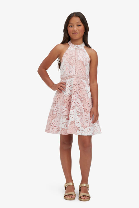 GEMMA TWO TONE LACE DRESS in colour CLOUD DANCER