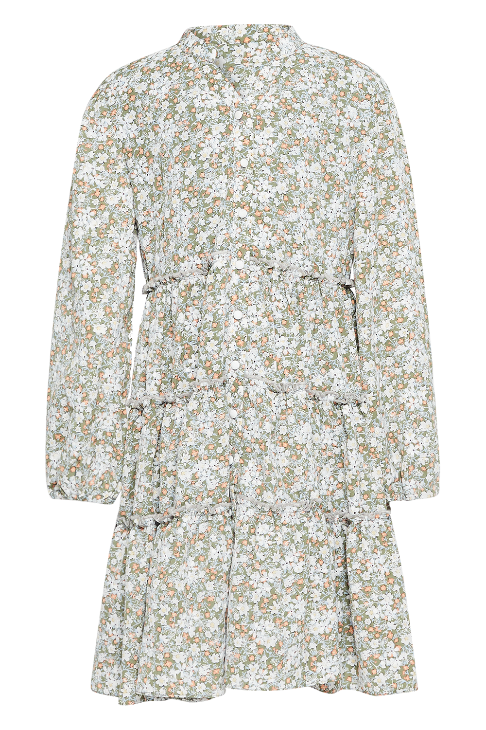 GIRLS SERENITY FLORAL DRESS in colour BURNT OLIVE