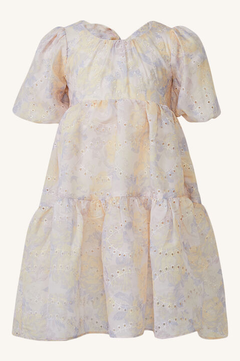 GIRLS SOFT FLORAL TIERED DRESS in colour WHISPER PINK