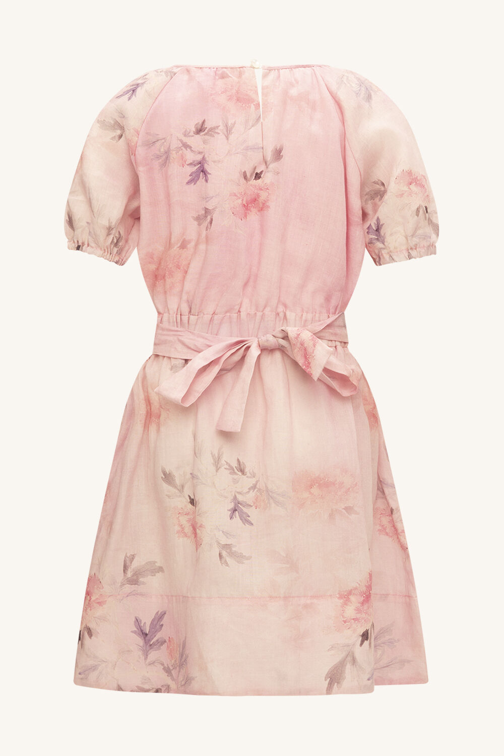 GIRLS LOLA FLORAL TIE BACK DRESS in colour PEACH WHIP