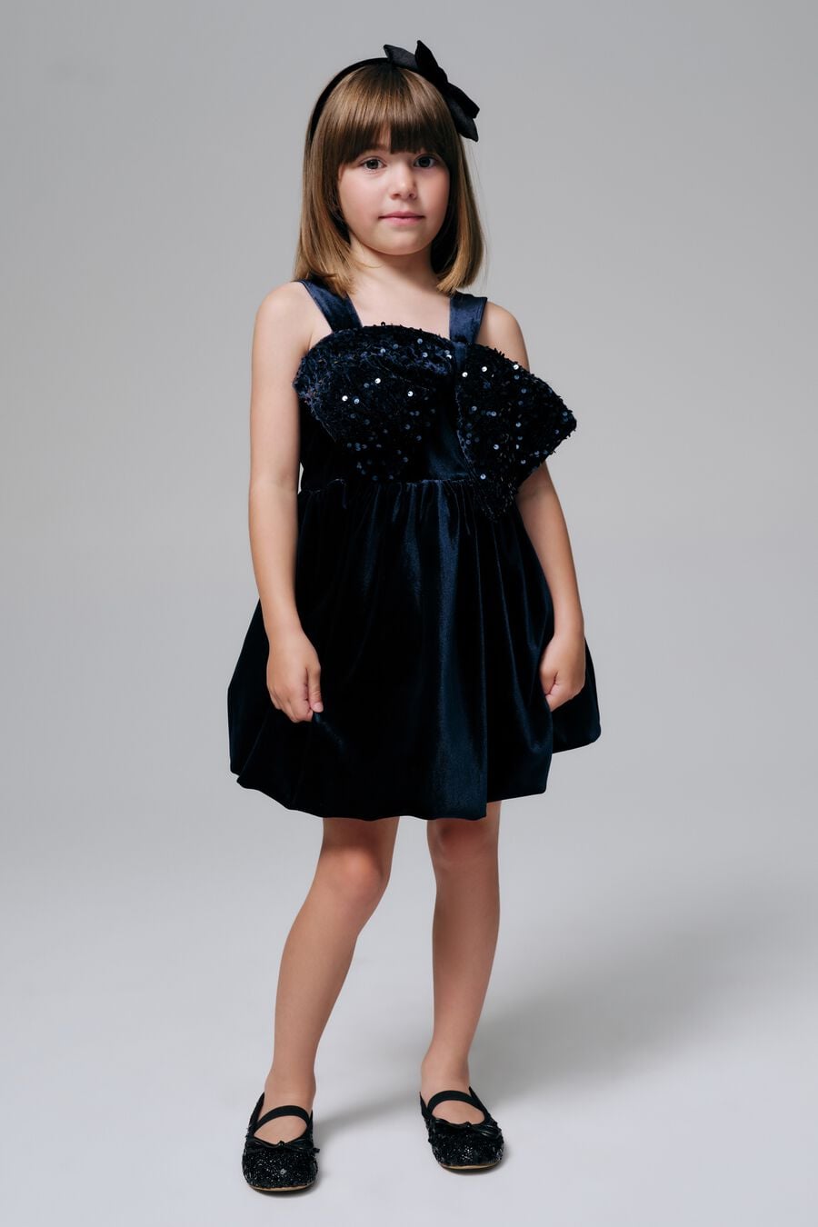 Girls Kirrily Velour Bow Dress