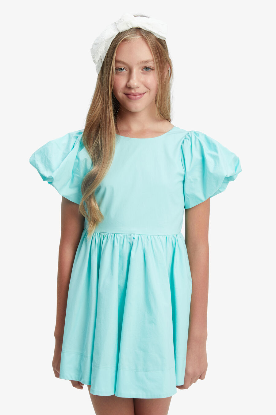 LANAI POPLIN DRESS in colour AQUA