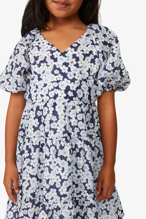 GIRLS LILO FLORAL WRAP DRESS in colour ESTATE BLUE