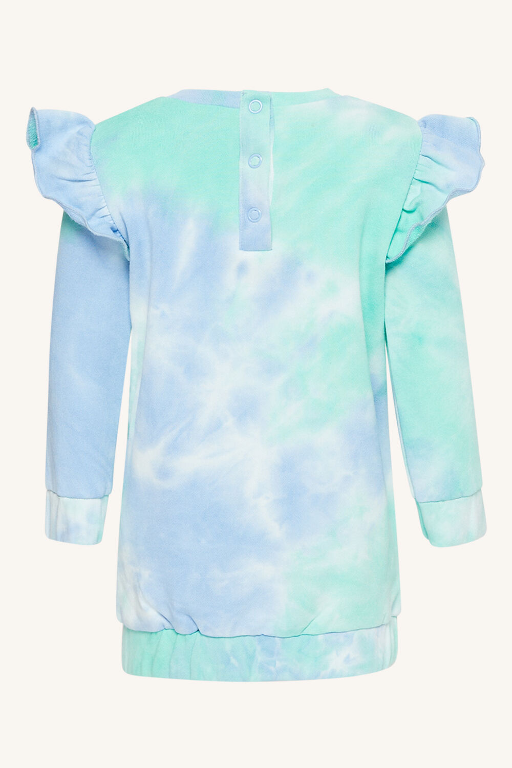 BABY GIRL TIE DIE MINI SWEATER DRESS in colour AQUA GREEN
