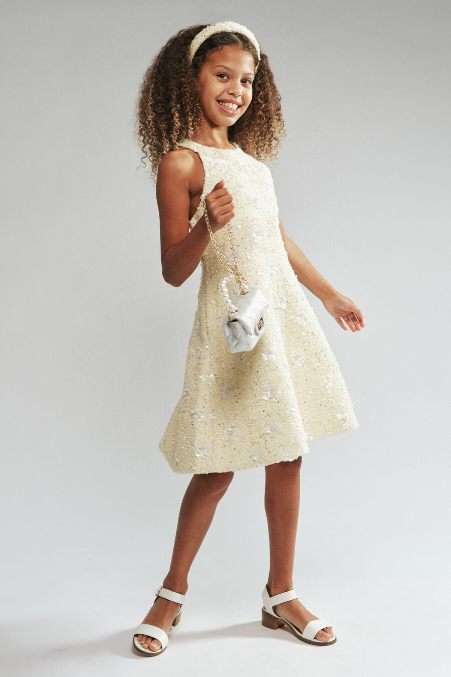 Girls Yve Sequin Boucle Mini Dress